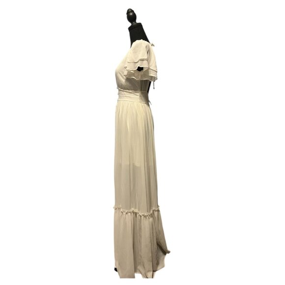 Windsor Summer Daydream Ivory Ruffled Chiffon Maxi Dress (NWT) - Picture 7 of 10